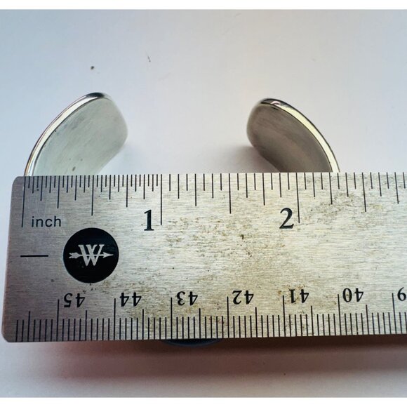 Vintage Estate Sterling Silver 925 Wide Cuff Bracelet w/ Lapis & Malachite 41g - Picture 11 of 13